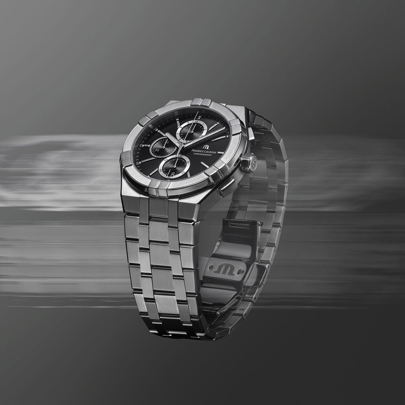 MAURICE LACROIX Aikon Quartz Chronograph Black Dial 42mm Silver Stainless Steel Bracelet AI1118-SS002-330-1 - 3