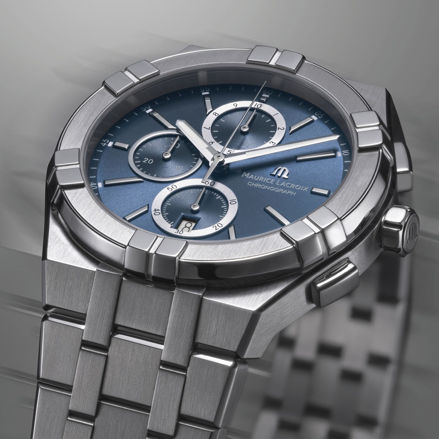 MAURICE LACROIX Aikon Quartz Chronograph Blue Dial 42mm Silver Stainless Steel Bracelet AI1118-SS002-430-1 - 
