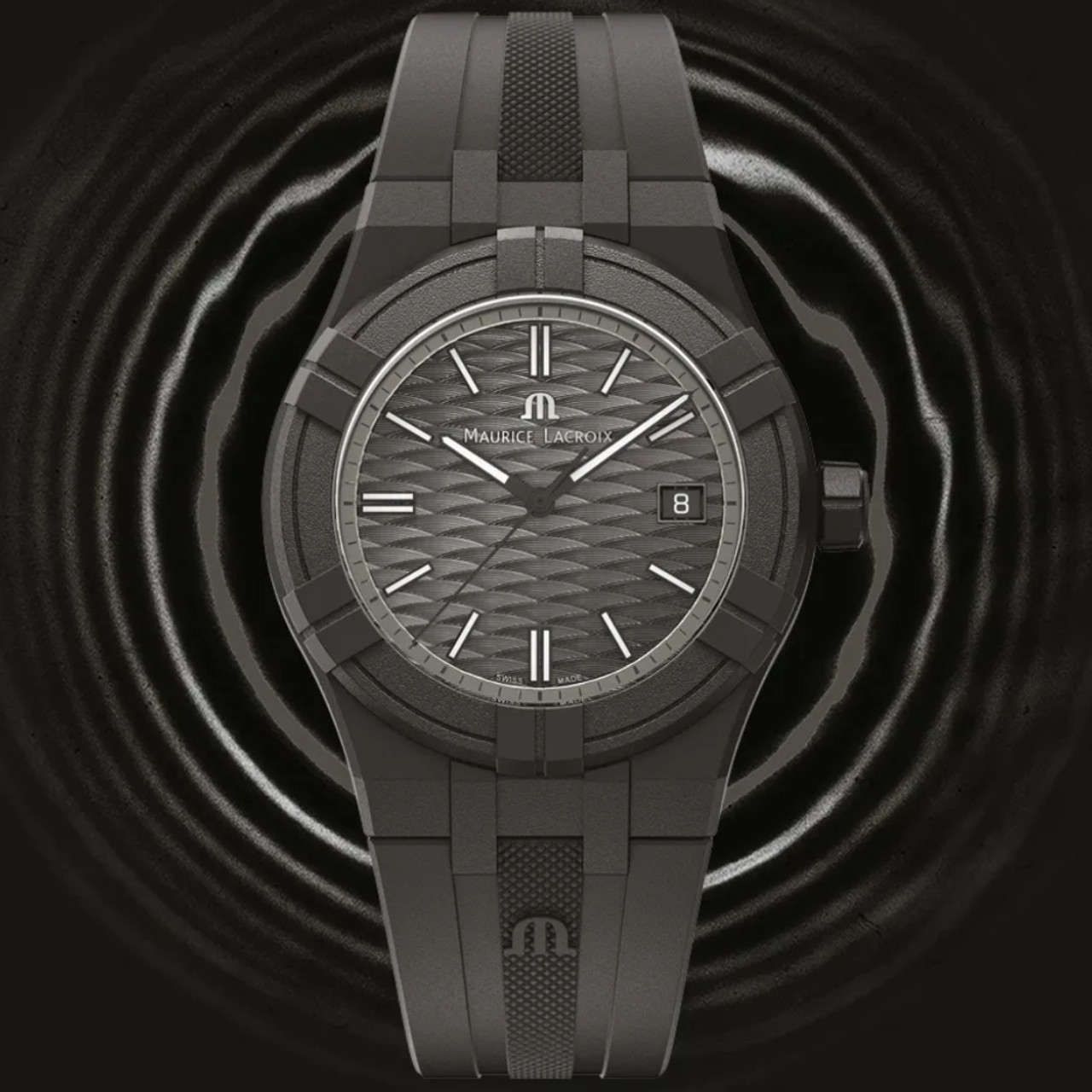 MAURICE LACROIX #Tide 40mm Black Rubber Strap AI2008-00000-300-0 - 5