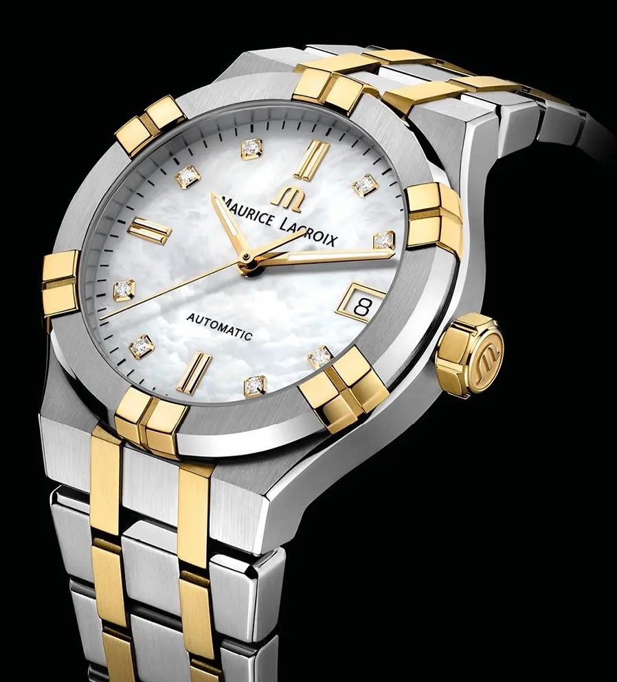 MAURICE LACROIX Aikon Automatic White Pearl with Diamonds Dial 35mm Bicolor Stainless Steel Bracelet AI6006-PVY13-170-1 - 