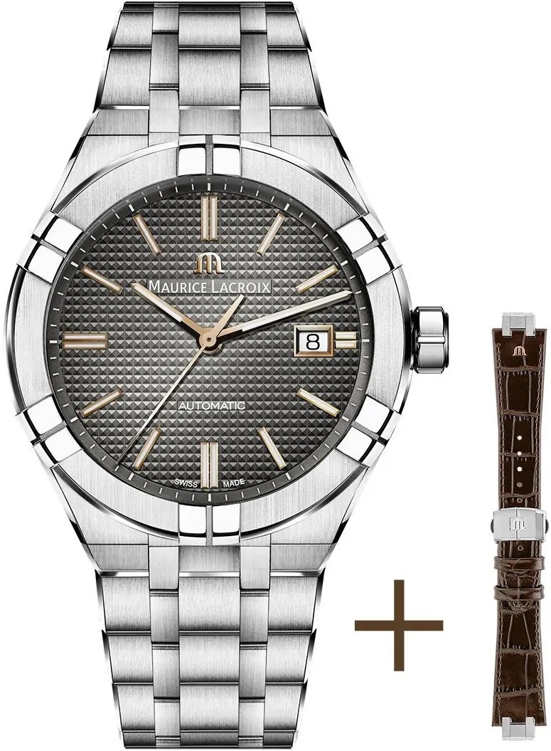 MAURICE LACROIX Aikon Automatic Clous De Paris Motif Grey Dial 42mm Silver Stainless Steel Bracelet AI6008-SS002-331-2 - 