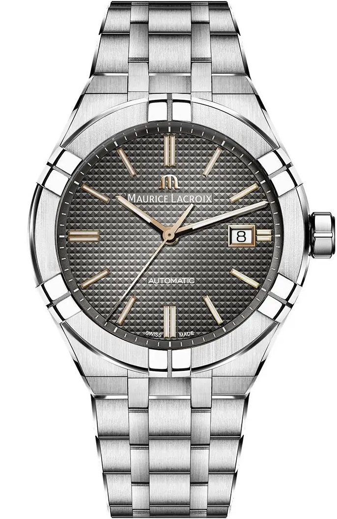 MAURICE LACROIX Aikon Automatic Clous De Paris Motif Grey Dial 42mm Silver Stainless Steel Bracelet AI6008-SS002-331-2 - 
