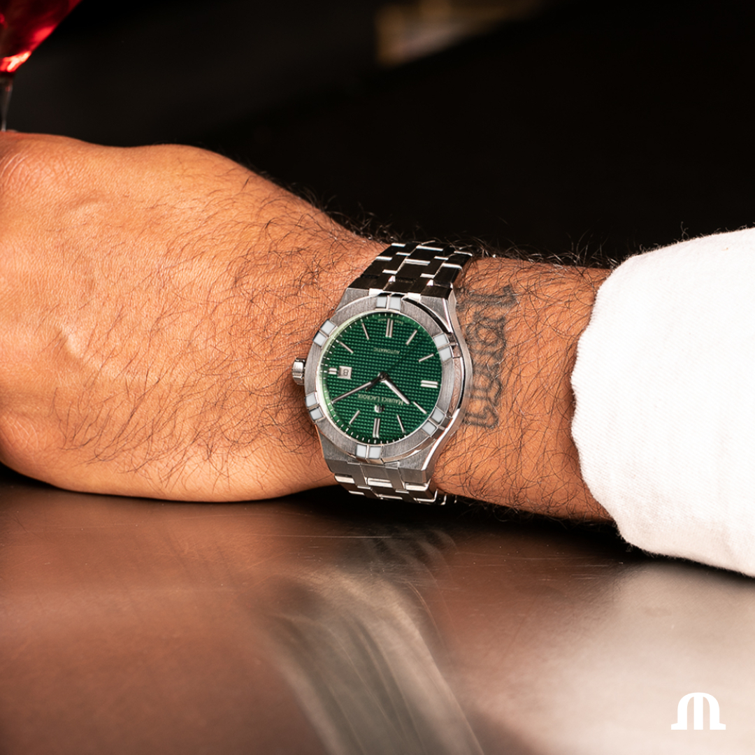 MAURICE LACROIX Aikon Automatic Clous De Paris Motif Green Dial 42mm Silver Stainless Steel Bracelet AI6008-SS002-630-1 - 5
