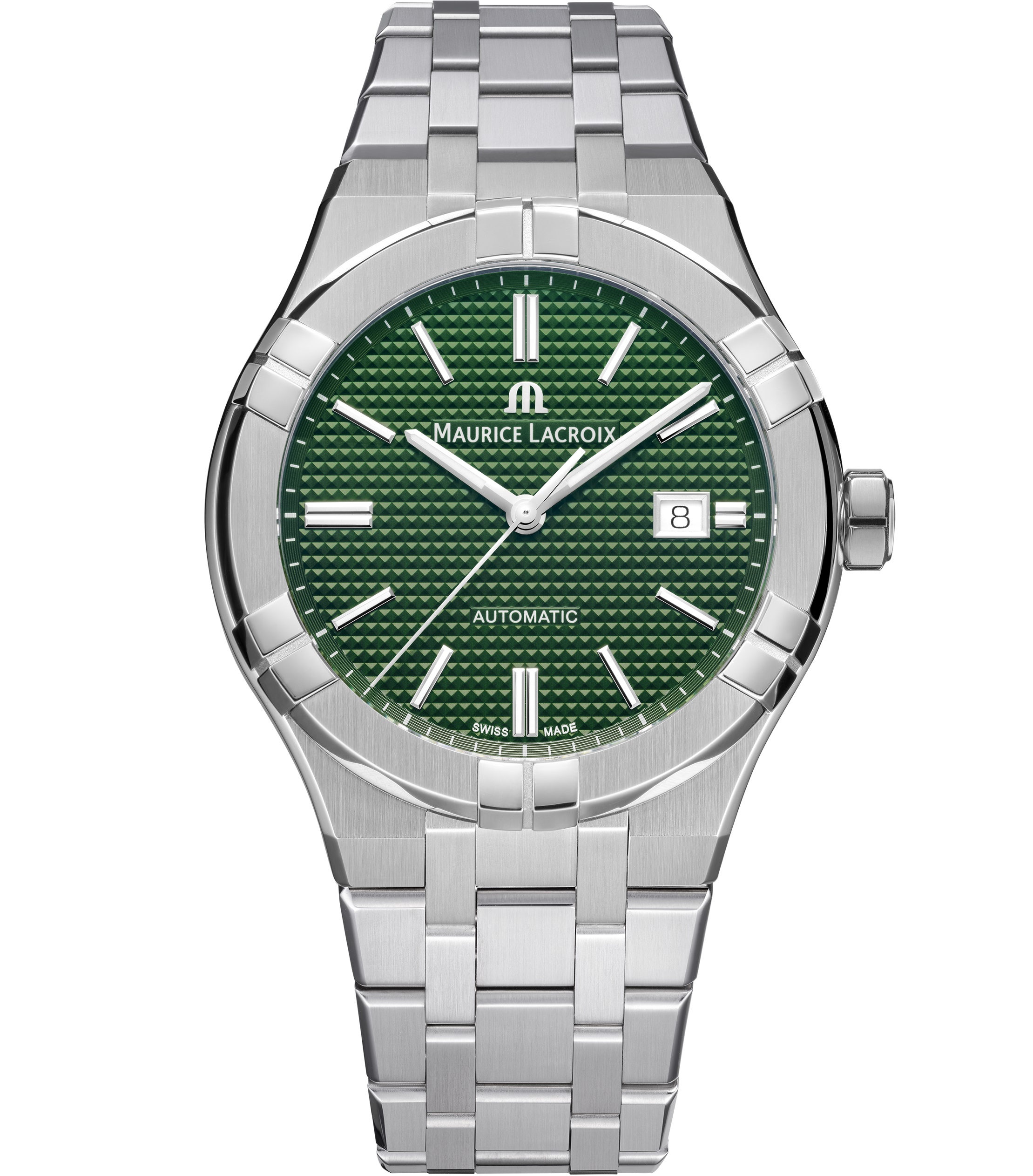 MAURICE LACROIX Aikon Automatic Clous De Paris Motif Green Dial 42mm Silver Stainless Steel Bracelet AI6008-SS002-630-1 - 