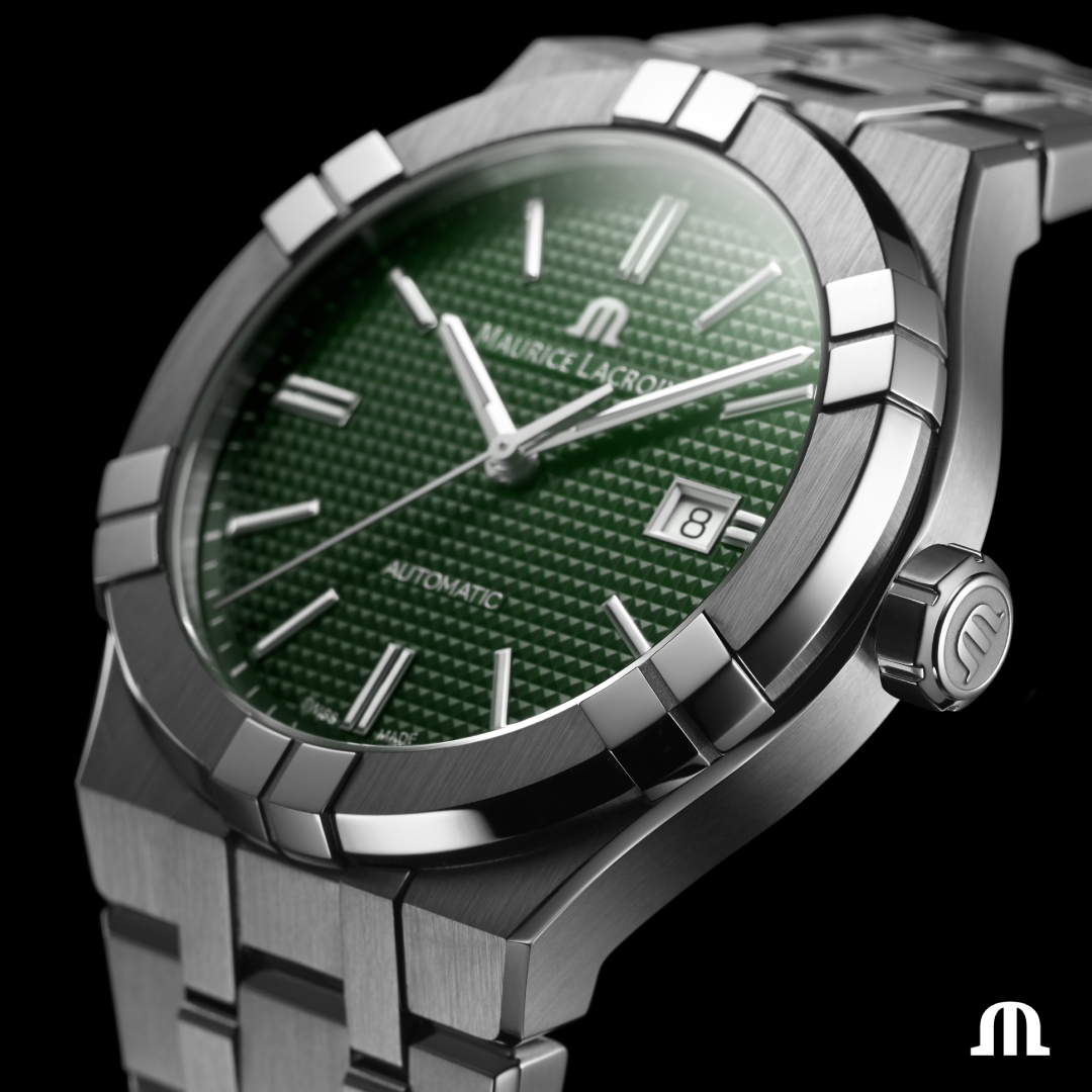 MAURICE LACROIX Aikon Automatic Clous De Paris Motif Green Dial 42mm Silver Stainless Steel Bracelet AI6008-SS002-630-1 - 3