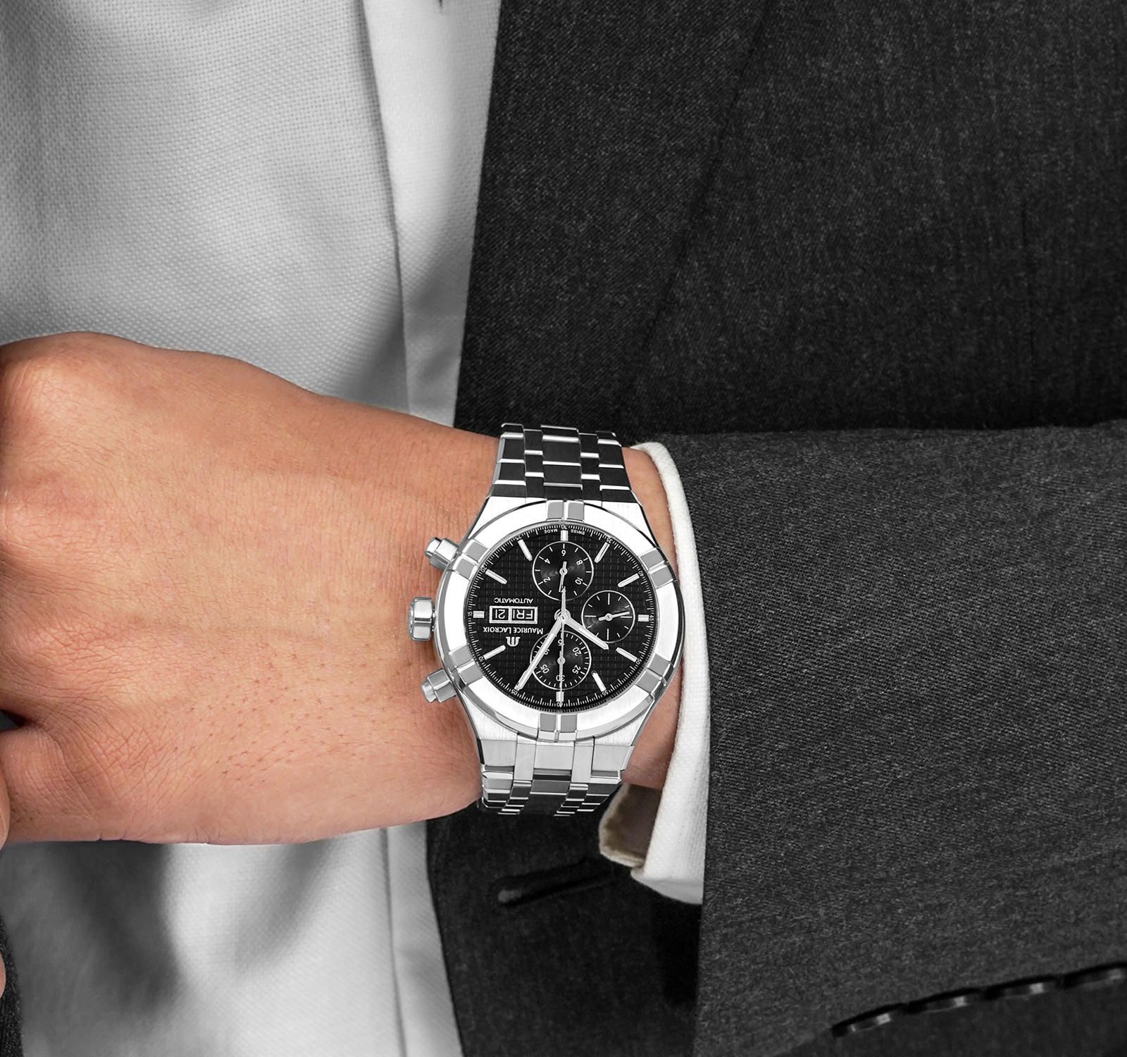 MAURICE LACROIX Aikon Chronograph Automatic Black Dial 44mm Silver Stainless Steel Bracelet AI6038-SS002-330-2 - 5