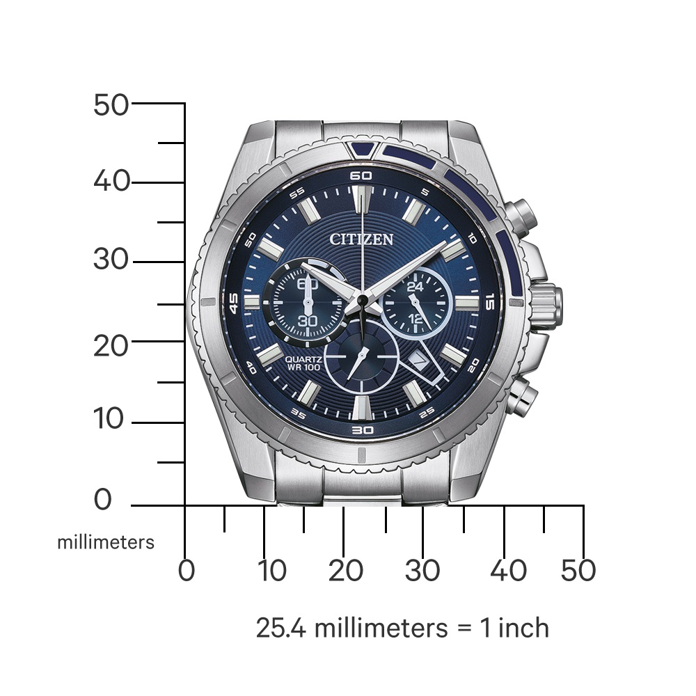 CITIZEN Chronograph Blue Dial 44mm Silver Stainless Steel Bracelet AN8201-57L - 4