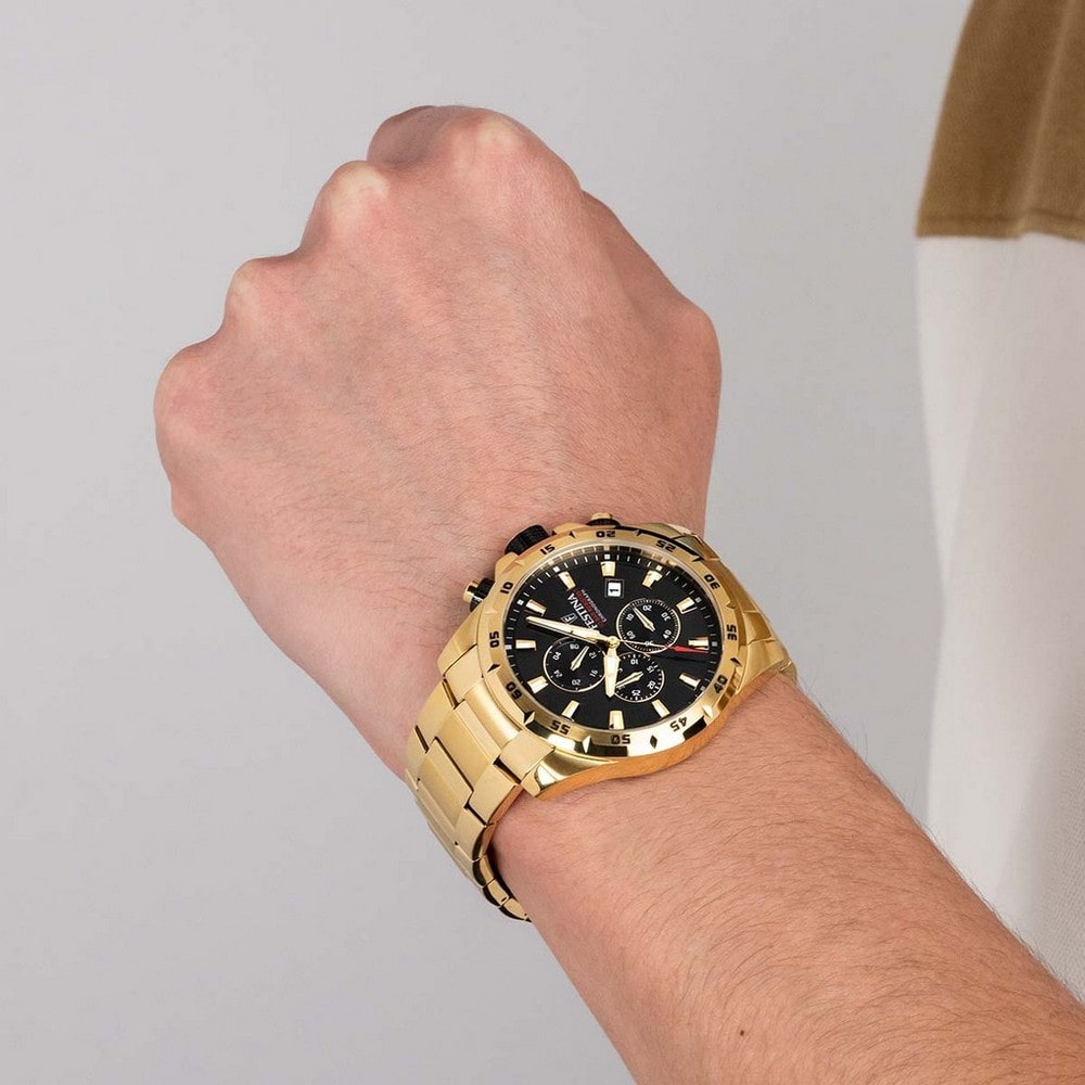 FESTINA Timeless Chronograph Black Dial 45mm Gold Stainless Steel Bracelet F20541/4 - 3