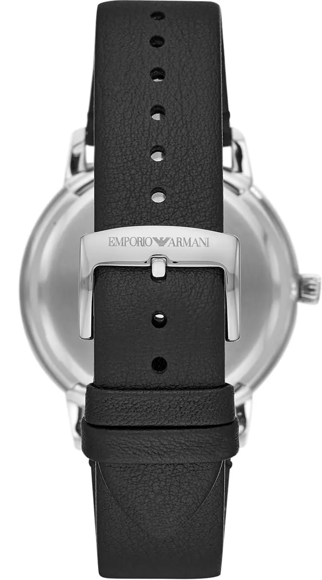 EMPORIO ARMANI Ruggero Grey Dial 43mm Silver Stainless Steel Black Leather Strap AR11277 - 5