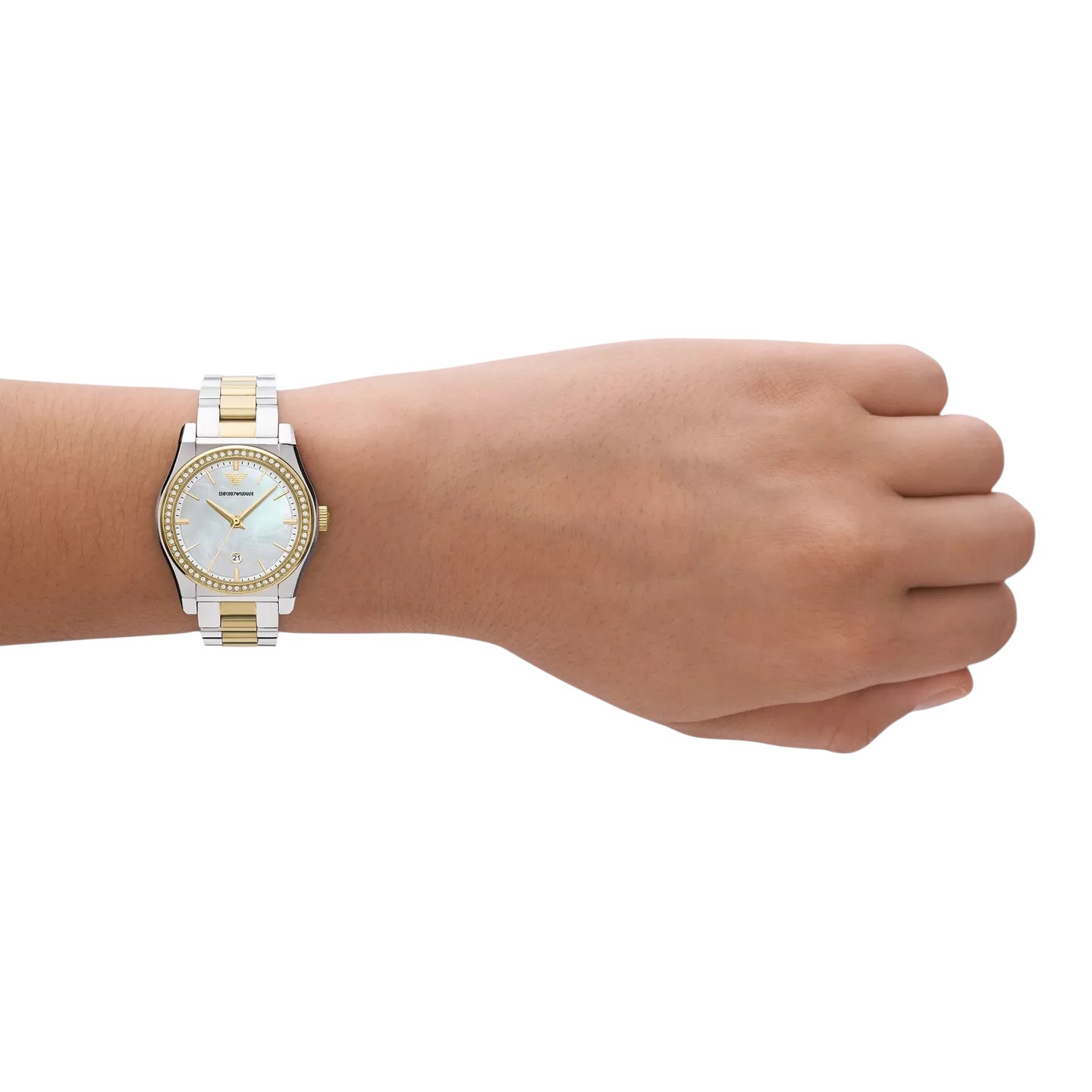 EMPORIO ARMANI Federica Crystals 32mm Silver & Gold Stainless Steel Bracelet AR11559 - 5