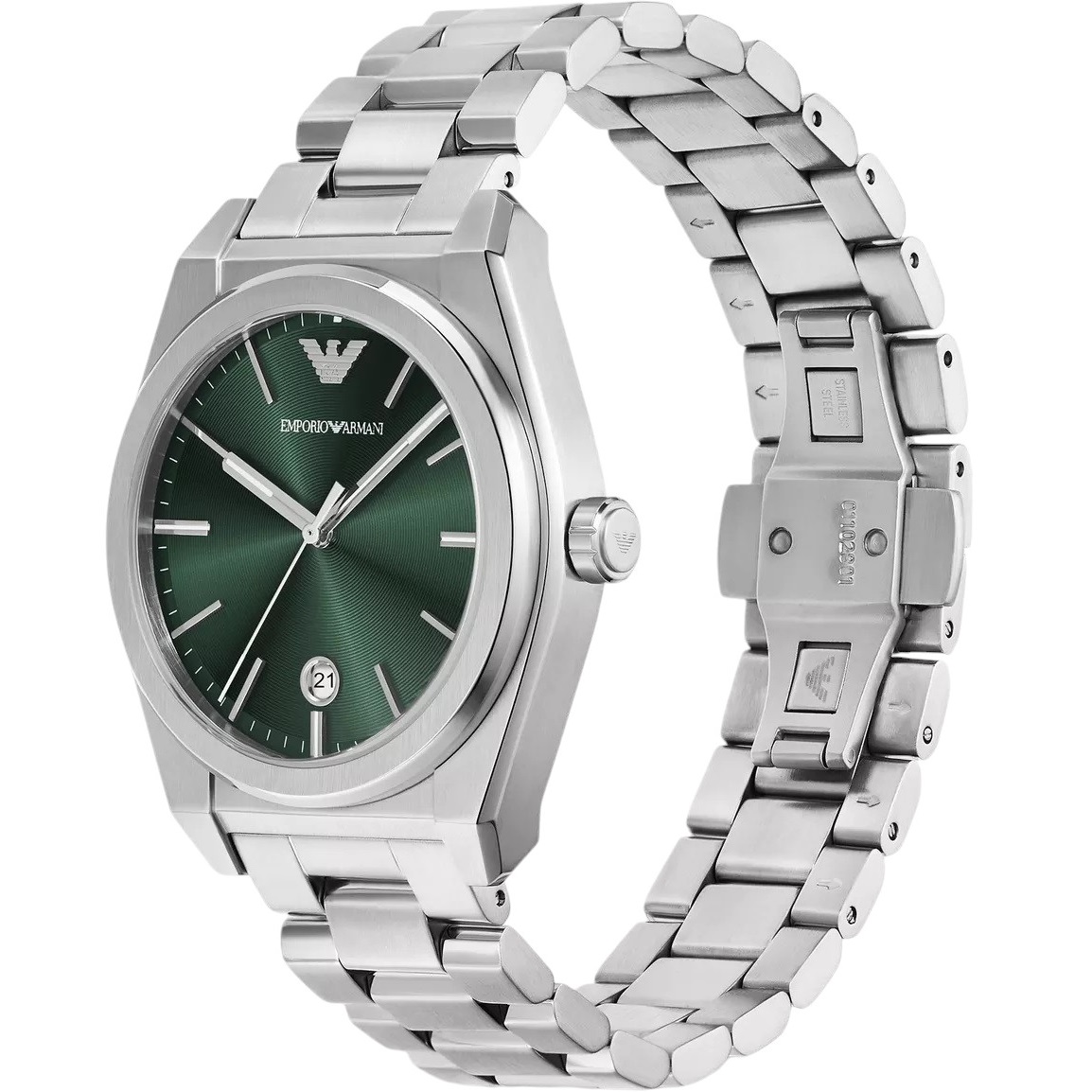 EMPORIO ARMANI Federico Green Dial 41mm Silver Stainless Steel Bracelet AR11621 - 