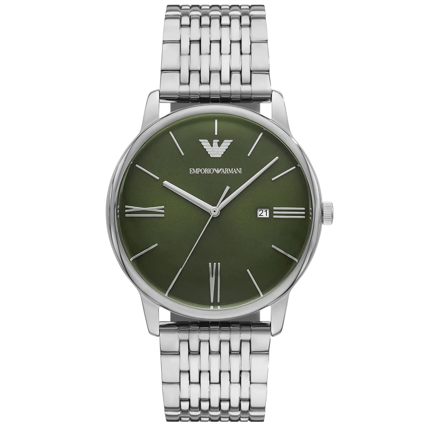 EMPORIO ARMANI Minimalist Green Dial 42mm Silver Stainless Steel Bracelet AR11644 - 