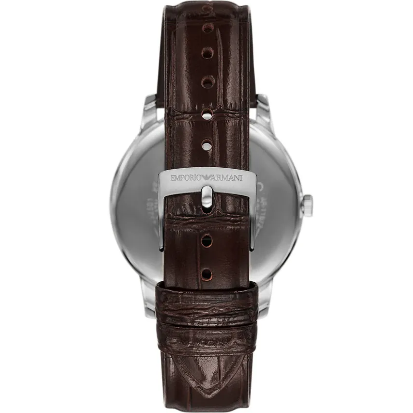 EMPORIO ARMANI Minimalist Green Dial 39mm Silver Stainless Steel Brown Leather Strap AR11672 - 3