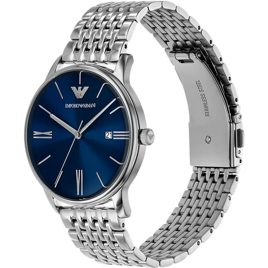 EMPORIO ARMANI Minimalist Blue Dial 42mm Silver Stainless Steel Bracelet AR11674 - 