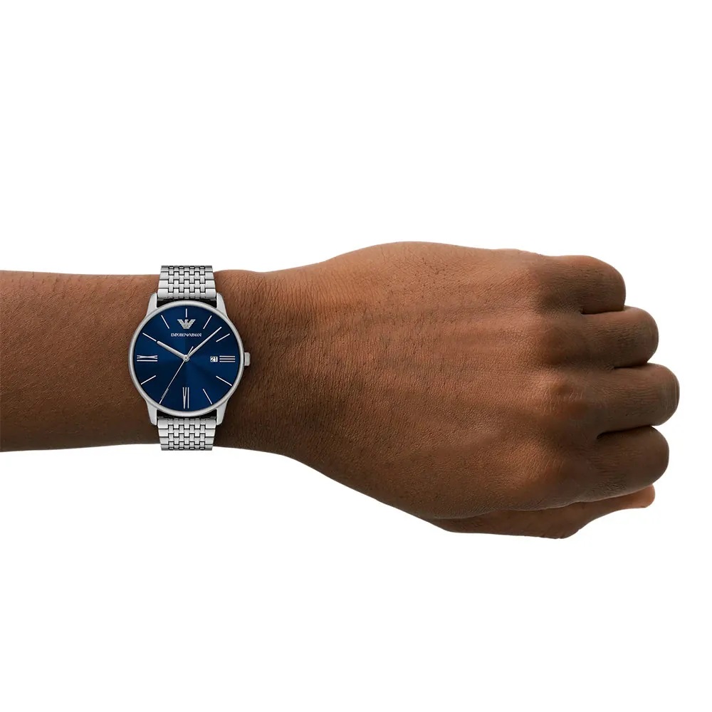 EMPORIO ARMANI Minimalist Blue Dial 42mm Silver Stainless Steel Bracelet AR11674 - 5