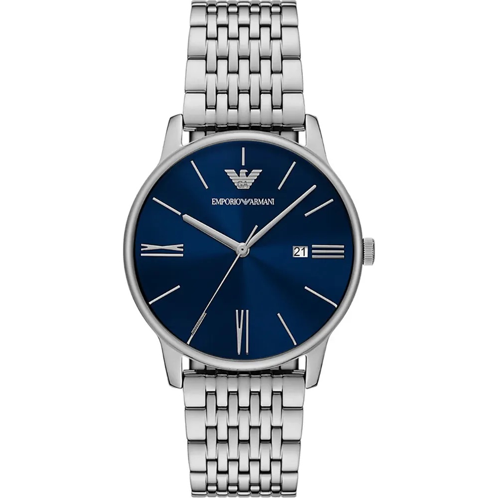 EMPORIO ARMANI Minimalist Blue Dial 42mm Silver Stainless Steel Bracelet AR11674 - 