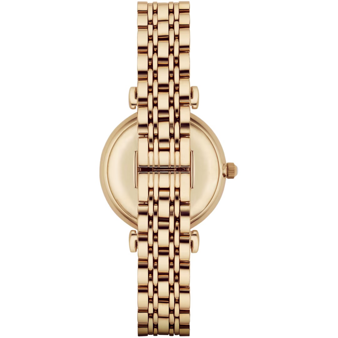 EMPORIO ARMANI Gianni T-Bar White Pearl Dial with Crystals 32mm Gold Stainless Steel Bracelet AR1907 - 3