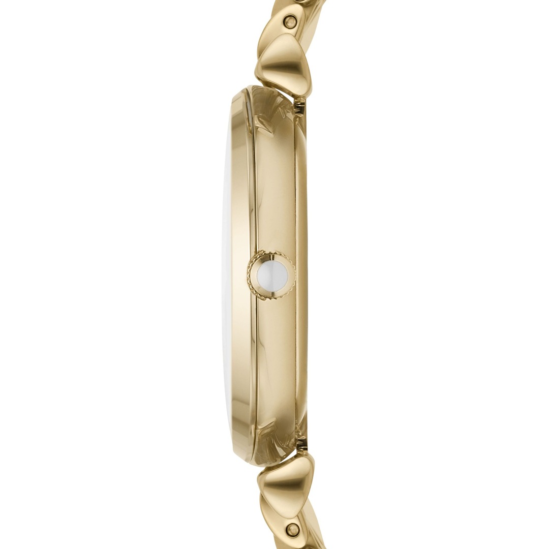 EMPORIO ARMANI Gianni T-Bar White Pearl Dial with Crystals 32mm Gold Stainless Steel Bracelet AR1907 - 