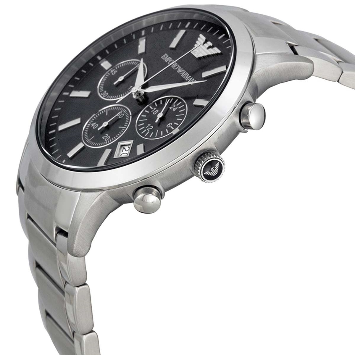 EMPORIO ARMANI Renato Chronograph Black Dial 43mm Silver Stainless Steel Bracelet AR2434 - 