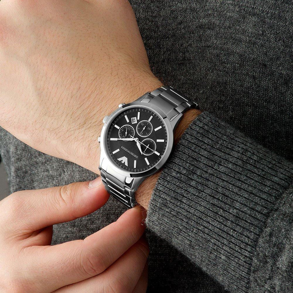 EMPORIO ARMANI Renato Chronograph Black Dial 43mm Silver Stainless Steel Bracelet AR2434 - 3