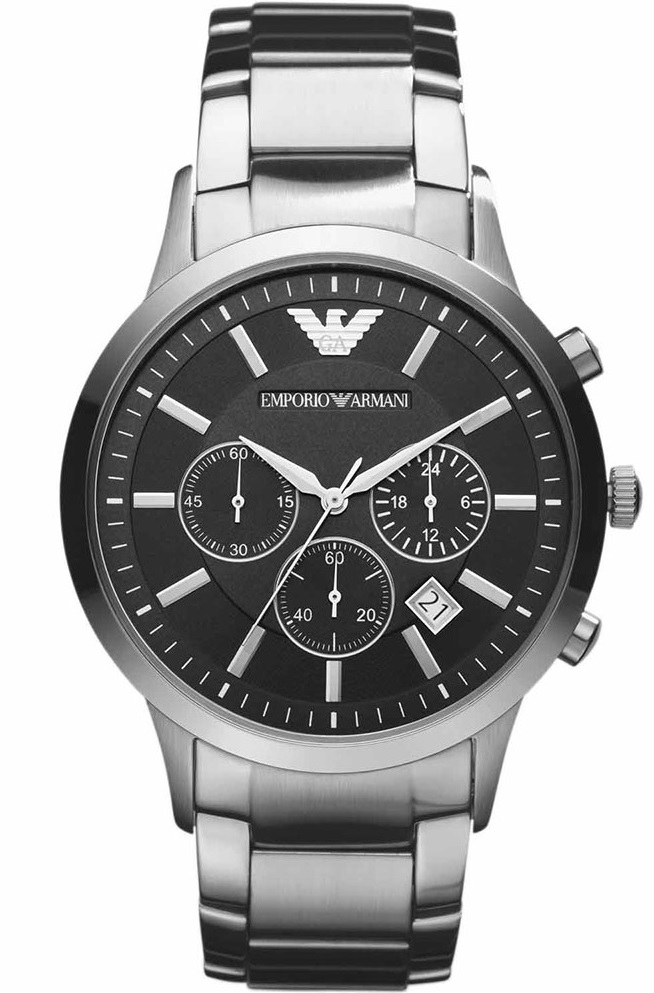 EMPORIO ARMANI Renato Chronograph Black Dial 43mm Silver Stainless Steel Bracelet AR2434 - 
