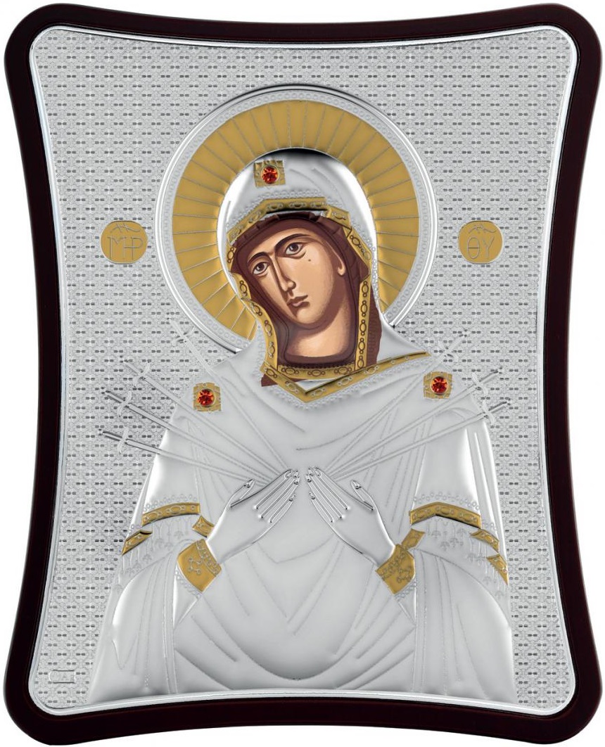 ΑΣΗΜΕΝΙΑ ΕΙΚΟΝΑ Παναγία Επτά Σπαθιά (8.5cm x 10cm) MA/E1414/3X - 