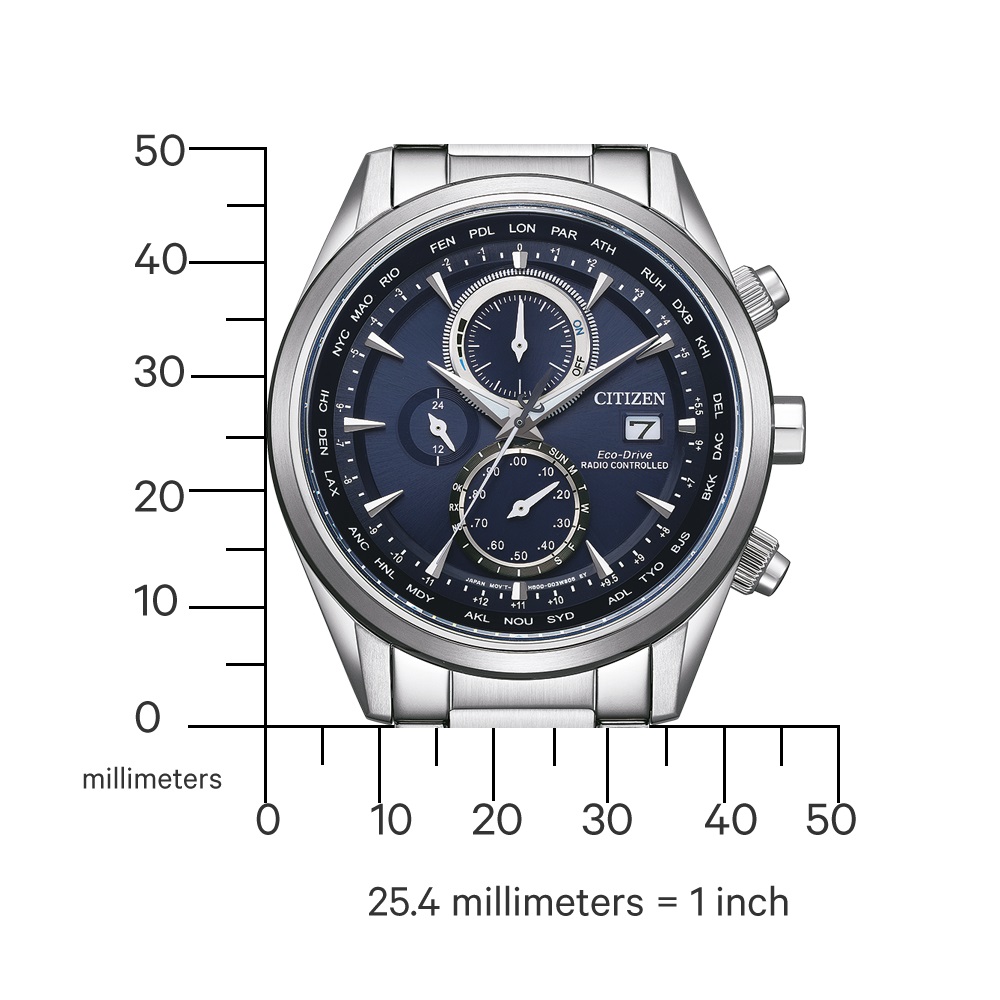 CITIZEN Eco-Drive Radio Controlled Multifunction Blue Dial 43mm Silver Stainless Steel Bracelet AT8260-85L - 4