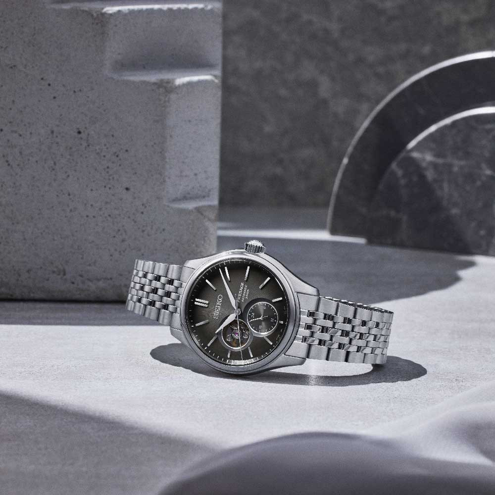 SEIKO Presage Classic Series 'Sumi-iro' Open heart Automatic Gray-Black Dial 40.2mm Silver Stainless Steel Bracelet SPB471J1 - 6