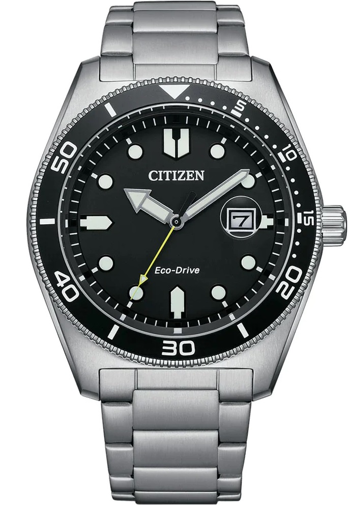 CITIZEN Eco-Drive Date Black Dial 43mm Silver Stainless Steel Bracelet AW1760-81E - 1
