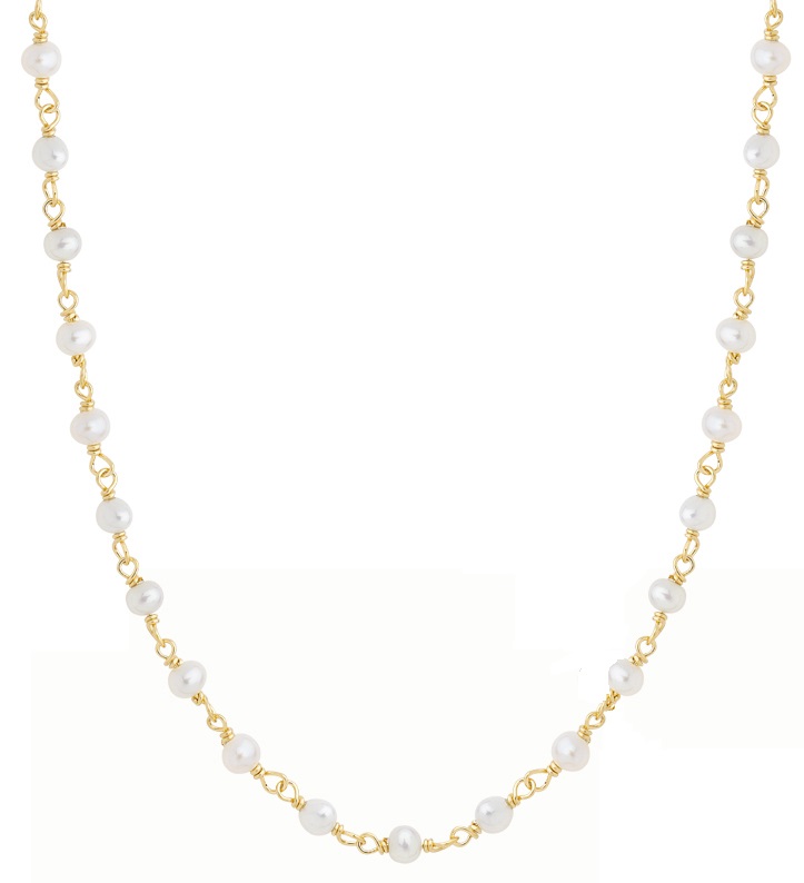 ΚΟΛΙΕ SENZIO 9K Κίτρινο Χρυσό με Μαργαριτάρια AX1229 - 