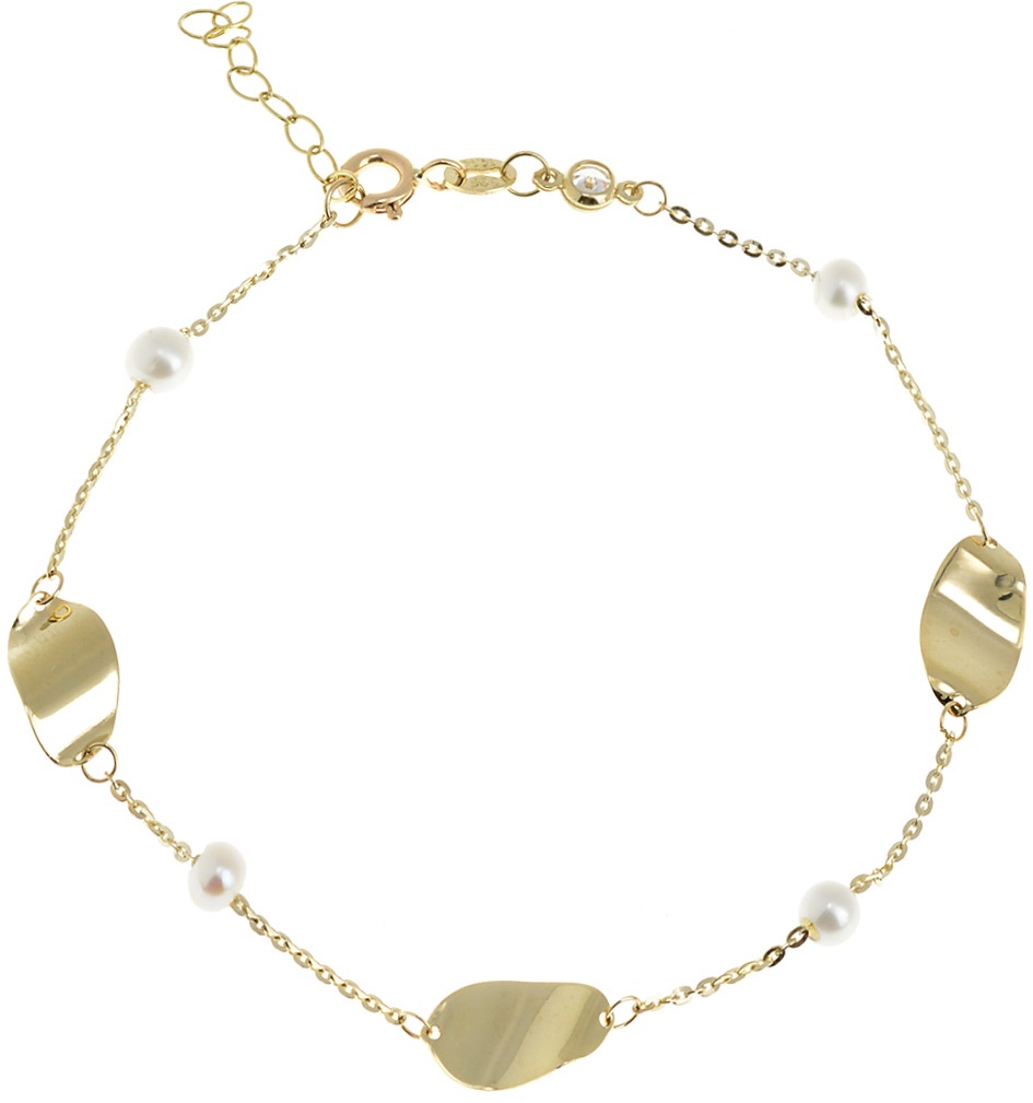 ΒΡΑΧΙΟΛΙ SENZIO Collection Κ14 Κίτρινο Χρυσό με Μαργαριτάρια B0052 - 