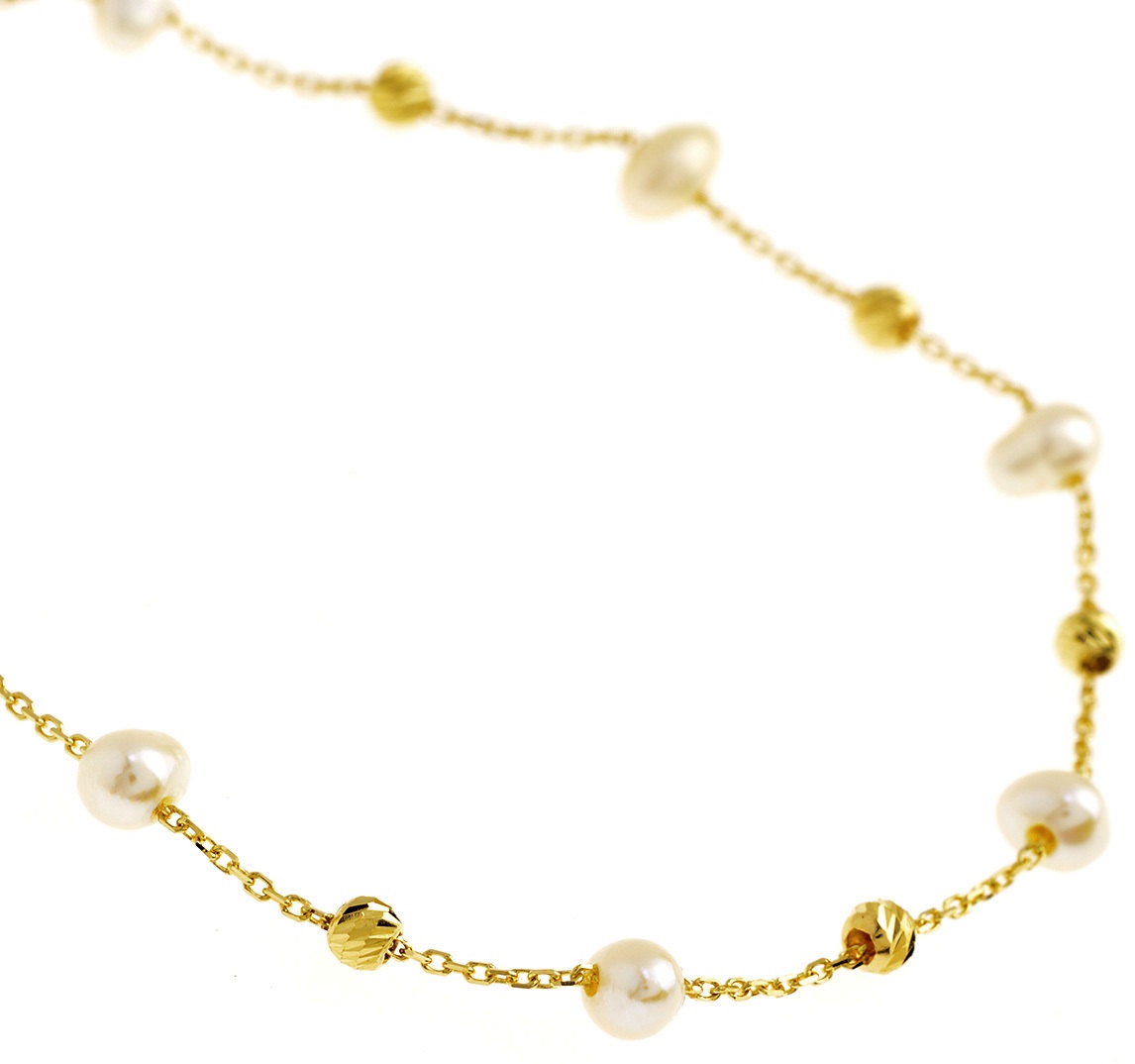 BRACELET SENZIO Collection K14 Yellow Gold with Pearls B0056 - 2