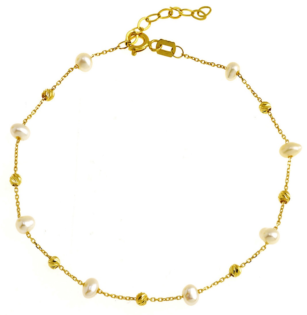 BRACELET SENZIO Collection K14 Yellow Gold with Pearls B0056 - 1