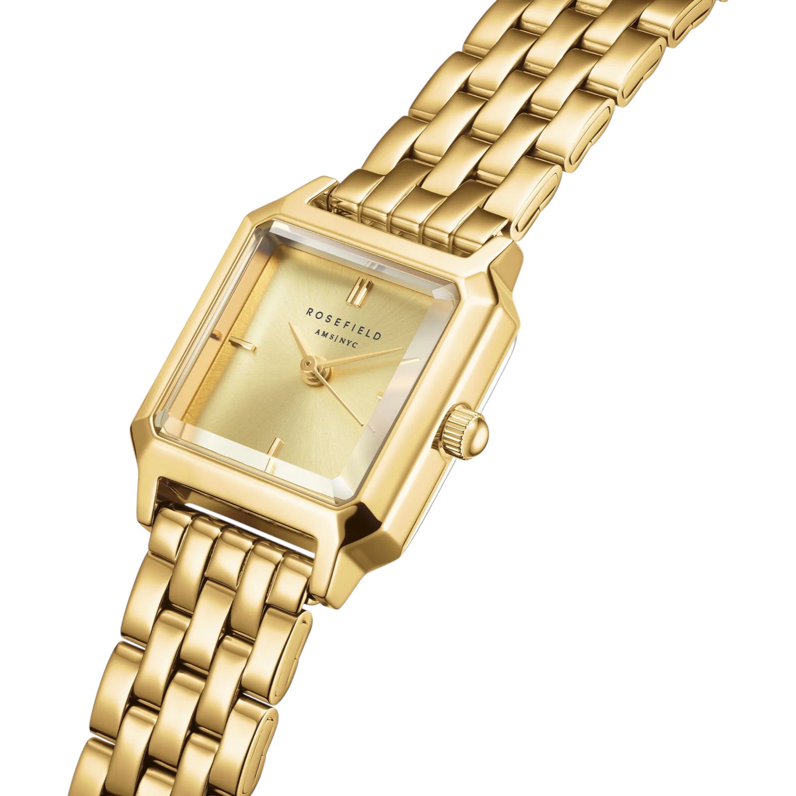 ROSEFIELD The Boxelle Champagne Sunray Dial 19.5 x19.5mm Gold Stainless Steel Bracelet BCGSG-B04 - 