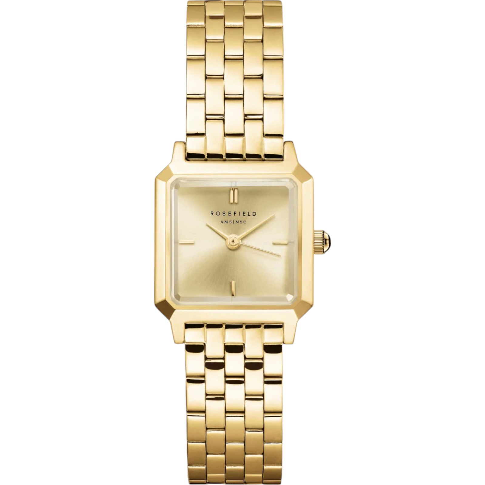 ROSEFIELD The Boxelle Champagne Sunray Dial 19.5 x19.5mm Gold Stainless Steel Bracelet BCGSG-B04 - 