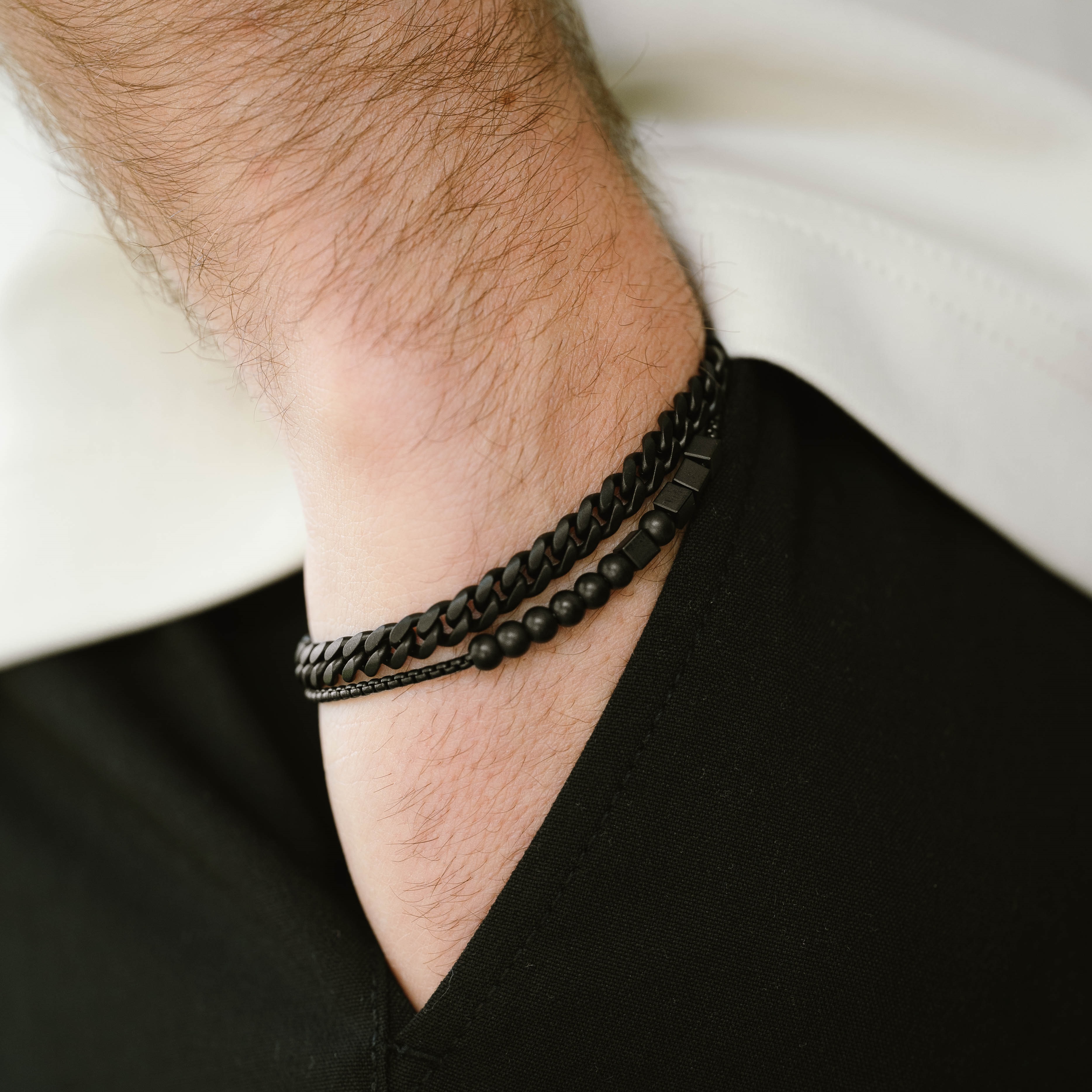 STEEL & BARNETT Svelte Stephen Men's Bracelet in Black Stainless Steel BEB001 - 4