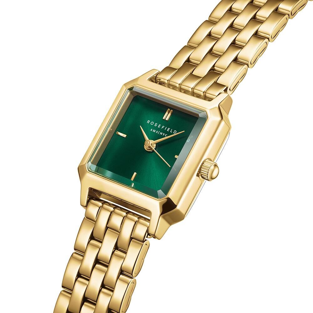 ROSEFIELD The Boxelle Green Emerald Sunray 19.5 x19.5mm Gold Stainless Steel Bracelet BEGSG-B05 - 