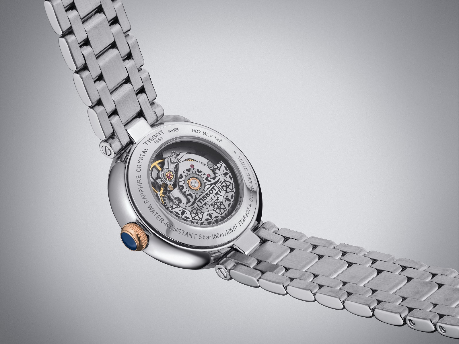 TISSOT Bellissima Automatic Silver Dial 29mm Two Tone Rose Gold Stainless Steel Bracelet T126.207.22.013.00 - 6
