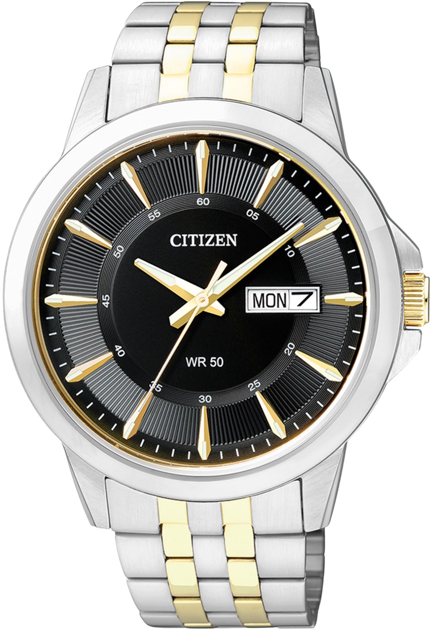 CITIZEN Quartz Black Dial 41mm Two Tone Gold Stainless Steel Bracelet BF2018-52E - 1