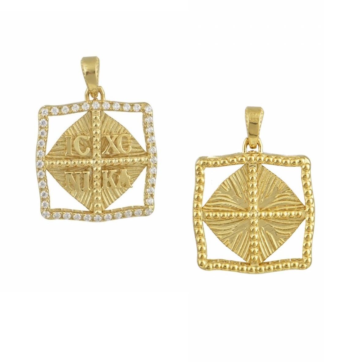 ΚΩΝΣΤΑΝΤΙΝΑΤΟ Διπλής Όψης BabyJewels από Κ9 Κίτρινο Χρυσό με Πέτρες Ζιργκόν BJ358.K9 - 1