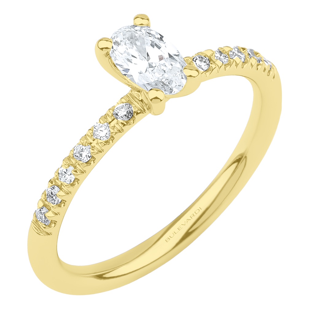 RING Solittaire SENZIO Collection Yellow Gold K18 with 0.30ct. Oval Cut Diamond BLVD12387 - 