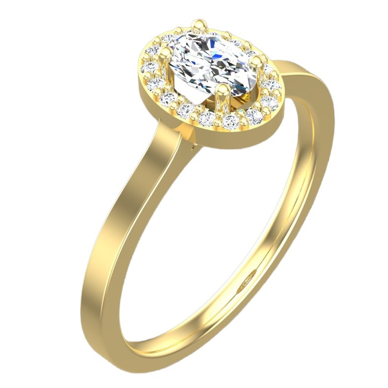 ΔΑΧΤΥΛΙΔΙ Ροζέτα SENZIO Collection Κίτρινο Χρυσό Κ18 με 0.30ct. Oval Cut Διαμάντι BLVD12390 - 