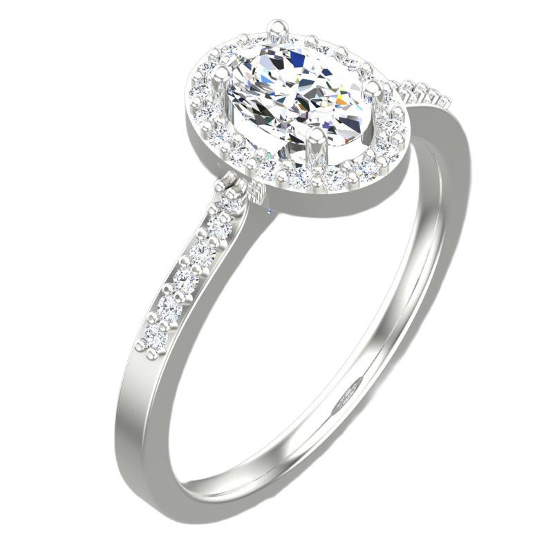 RING Halo SENZIO Collection White Gold K18 with 0.50ct. Oval-cut Diamond BLVD12391 - 