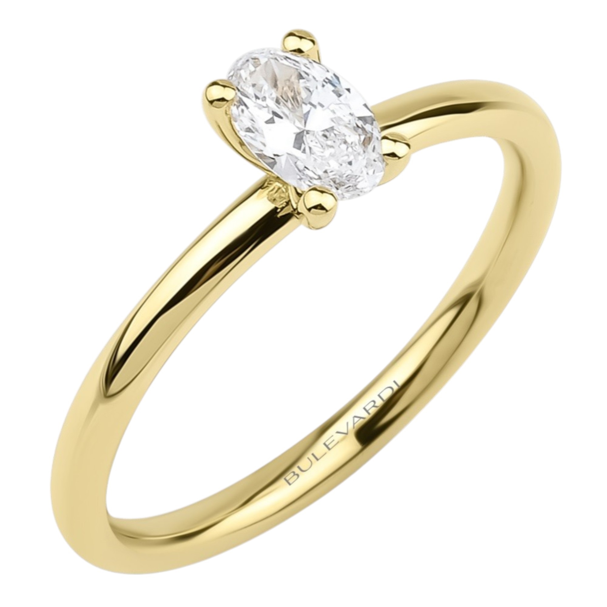 RING Solittaire SENZIO Collection Yellow Gold K18 with 0.42ct. Oval-cut Diamond BLVD12599 - 