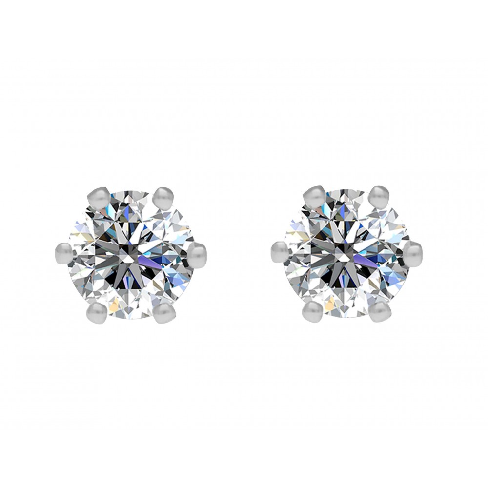 BRIZZLING EARRINGS Single Stone Silver 925° with Moissanite Diamonds BME2002-5 - 