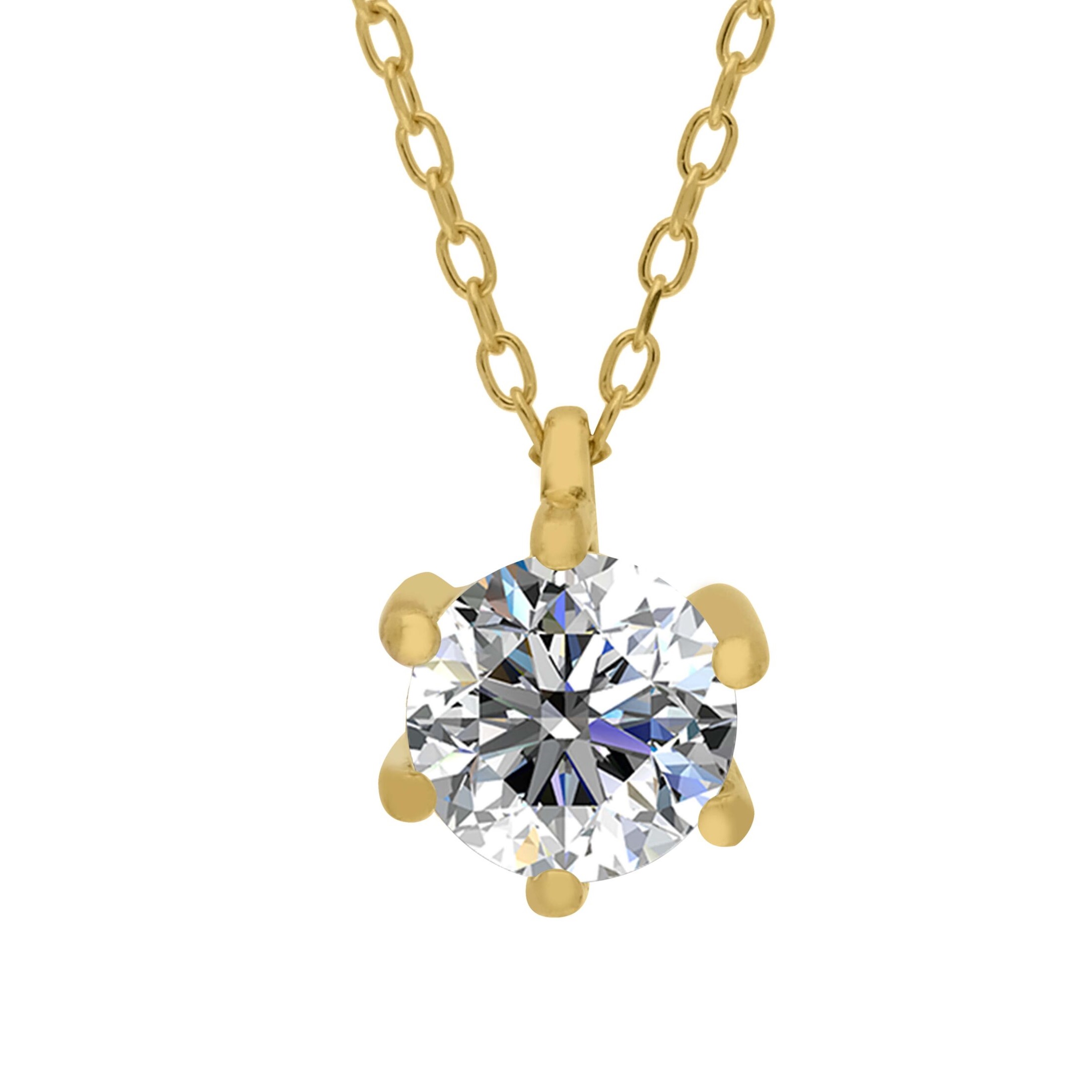BRIZZLING NECKLACE Single Stone from Gold-Plated Silver 925° with Moissanite Diamond BMCP067G-6 - 1