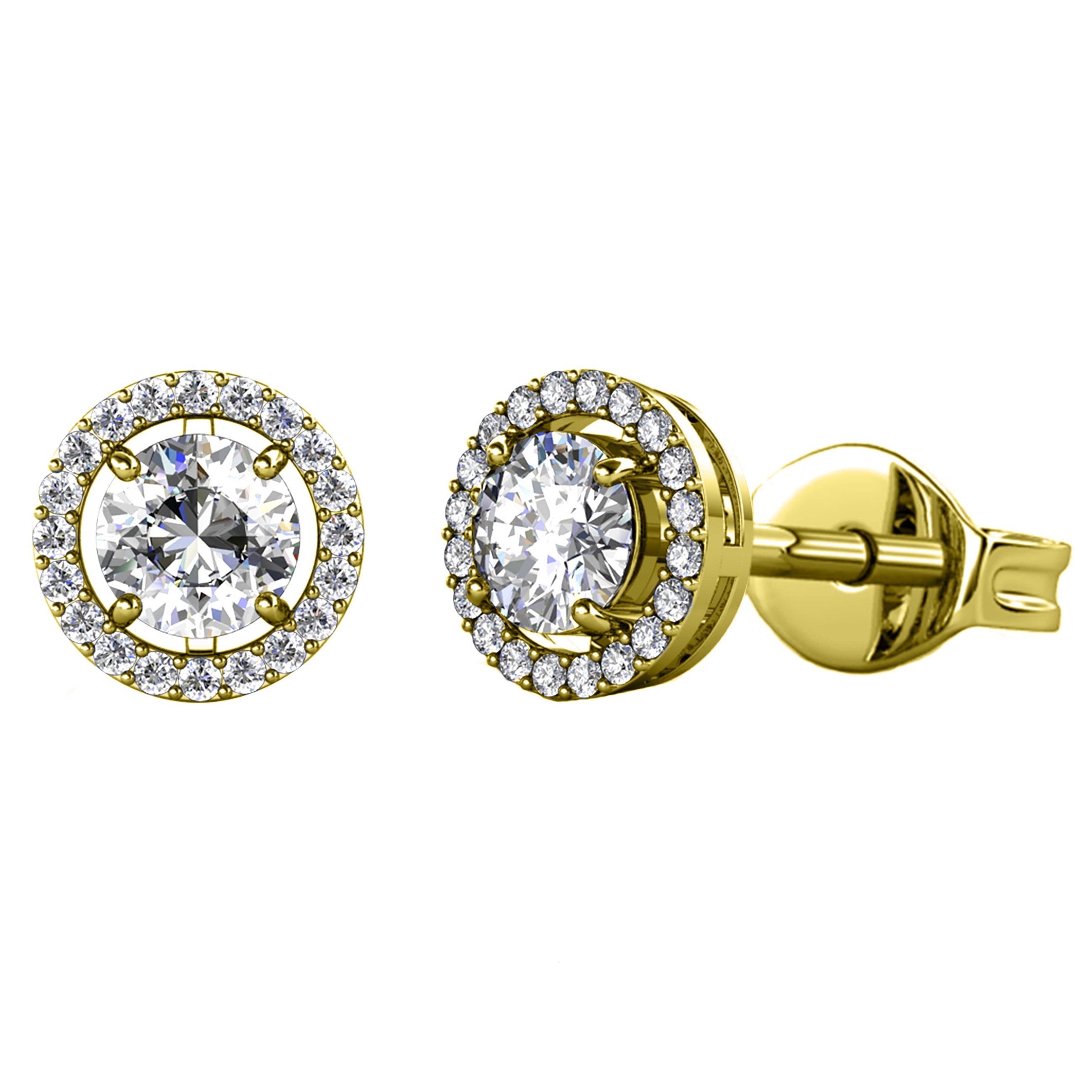 BRIZZLING EARRINGS Rosette from Gold-Plated Silver 925° with Moissanite Diamonds BME007G - 1