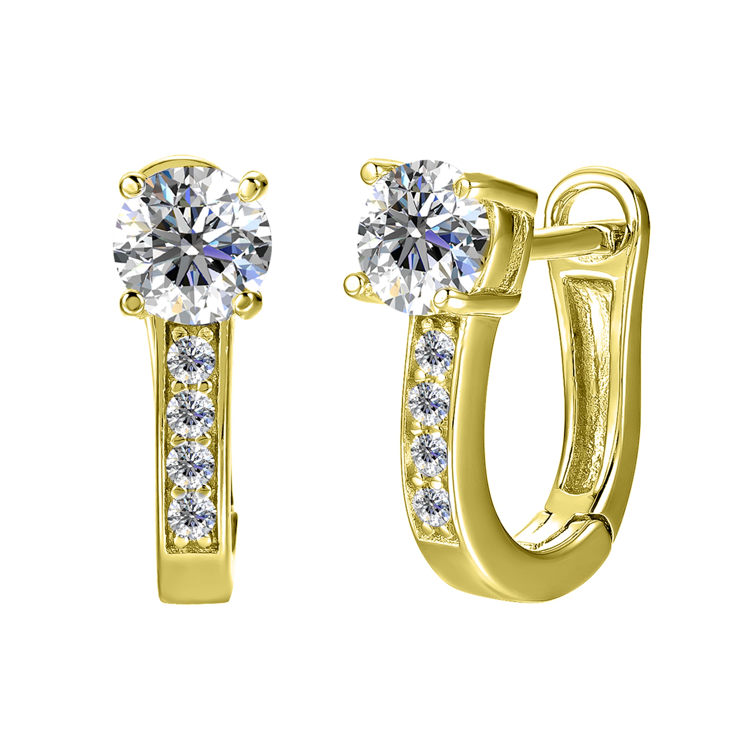 BRIZZLING EARRINGS Drop from Gold-Plated Silver 925° with Moissanite Diamonds BME061G - 1
