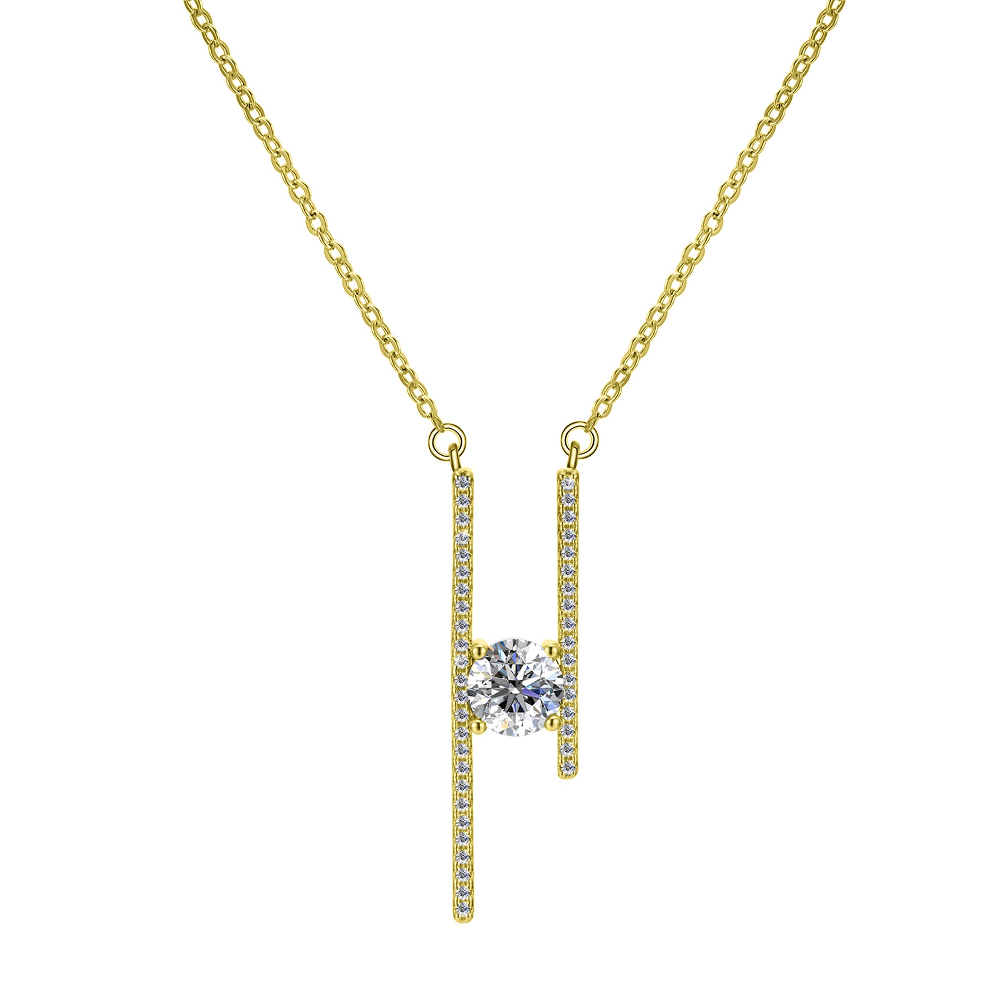BRIZZLING NECKLACE Full Stones from Gold-Plated Silver 925° with Moissanite Diamond BMP035G - 1