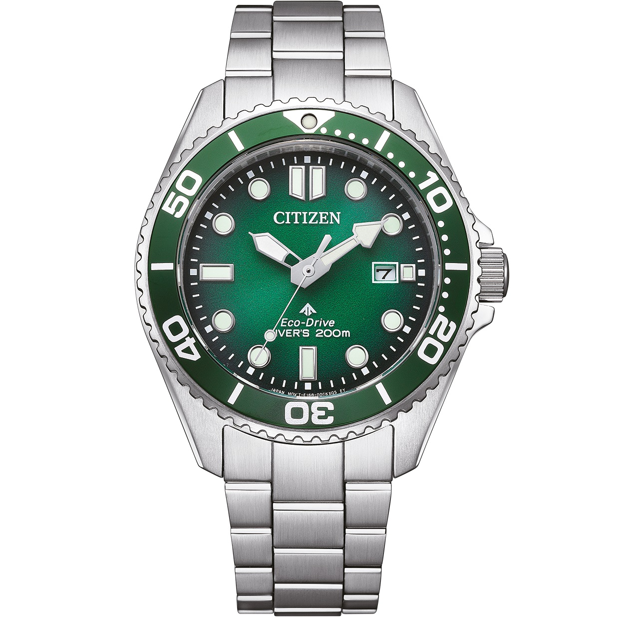 CITIZEN Promaster Eco-Drive Diver 200M Green Dial 40.55mm Silver Stainless Steel Bracelet BN0269-50W - 